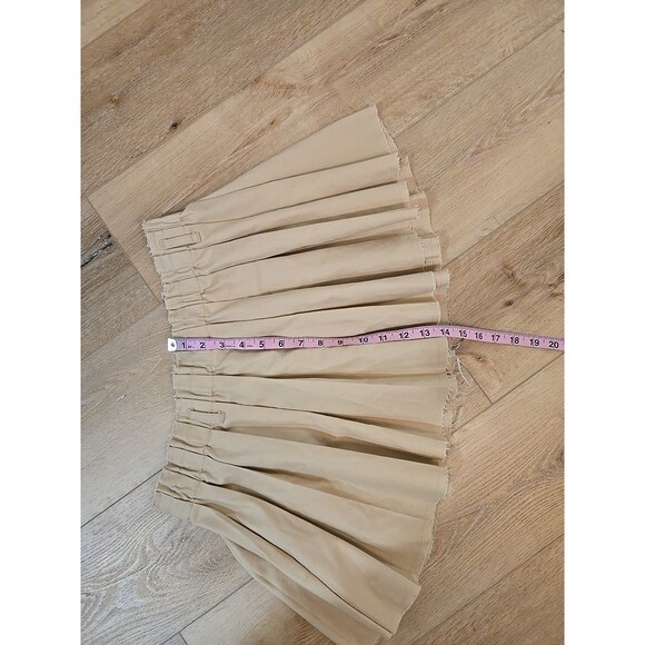 Y2K Paperbag Pleated Mini Skirt Womens Med Grunge Beige Raw Hem Skater Divided - Picture 4 of 7